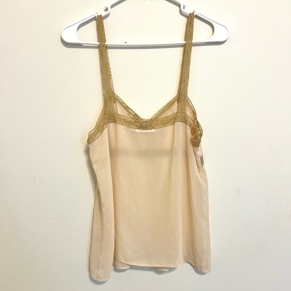 2/$25 Zara - Cream Camisole Tank Top with Tan Lace Trim - Picture 6 of 6